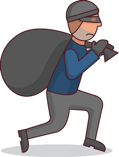 Criminal with stolen.Thief with a bag.Cartoon character.Masked bandit running.Flat vector ...