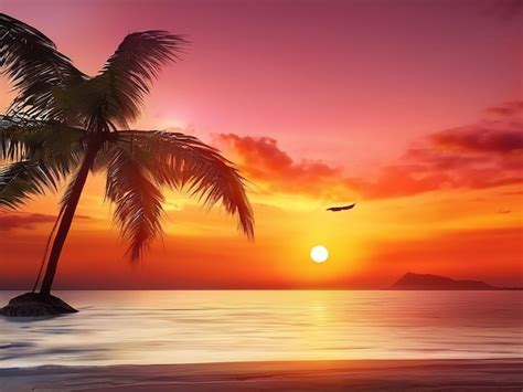 Premium Photo | Tropical island sunset background summer beach