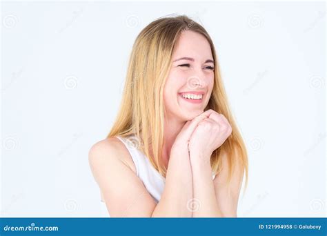 Emotion Face Smiling Woman Pleased Self Satisfied Stock Photo - Image of beautiful, pleased ...