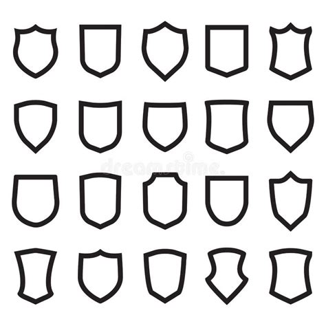 Shield Icons Set. Different Shield Shapes Stock Vector - Illustration ...