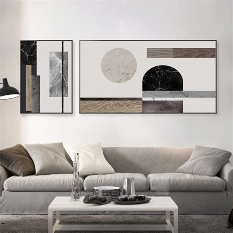 Black white Grey Silver Art - Print Wall Art - Abstract Circle and Square (2 sets) - Canvas ...