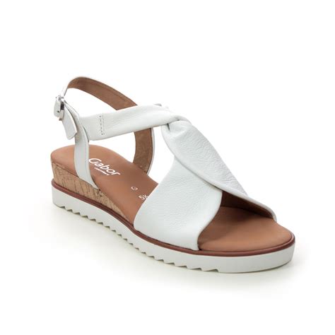 Gabor Rich WHITE LEATHER Womens Wedge Sandals 22.751.50