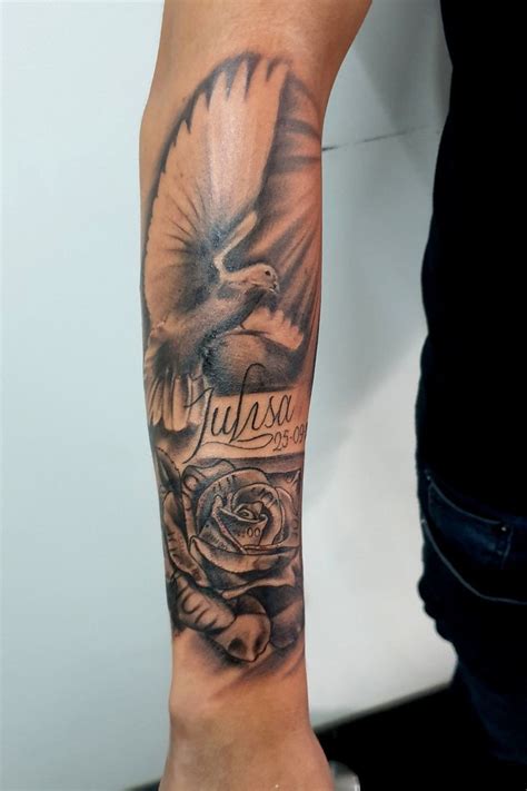 Tattoo uploaded by percy tat2holics • Memorial tattoo #dove #euromoneyrose #blackandwhitetattoo ...