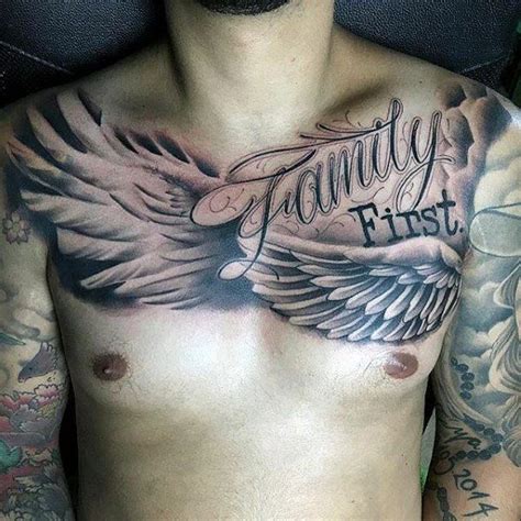 family tree tattoo chest | Tattoos for guys, Family first tattoo, Wing tattoo men