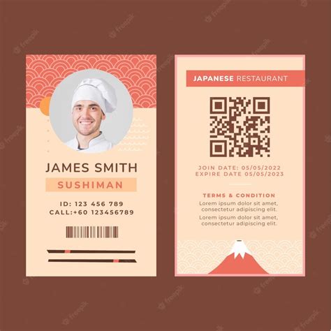 Free Vector | Flat design japanese restaurant id card template