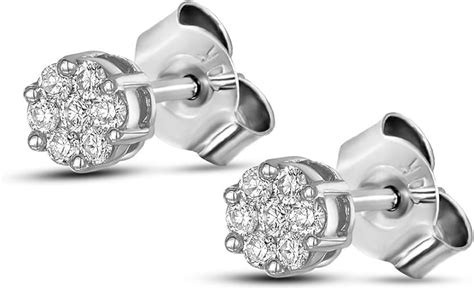 Lab Grown Diamond Earrings 1 /3 Carat Diamond Earrings Lab Created 10K, White Gold 7 Stone ...