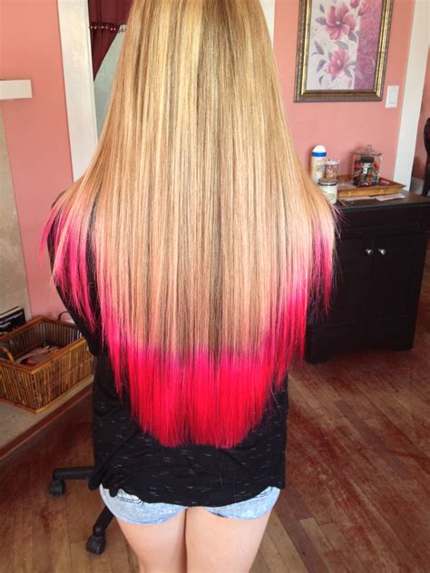 Atomic Pink Tips with Blonde Hair | Blonde hair with pink tips, Pink ...