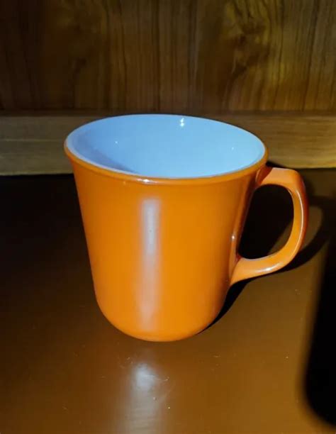 VINTAGE PYREX CORNING Glass Milk Glass Coffee Burnt Orange Cup Mug $3. ...