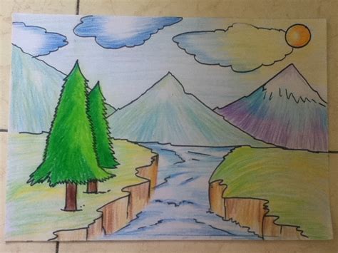 beautiful landscape drawing for beginners - YouTube