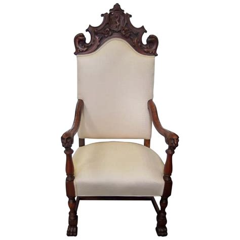 Antique Oversized Carved Medieval Throne Chair at 1stdibs