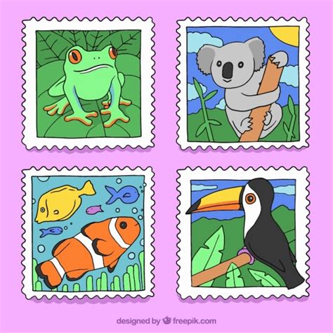 Animal stamps Vector | Free Download