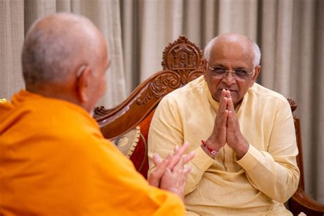 Chief Minister of Gujarat Visits Mahant Swami Maharaj, Kanad, Surat, India