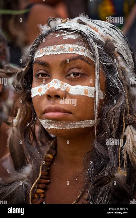 An Aboriginal Australian woman dancer waits her turn in a competition ...