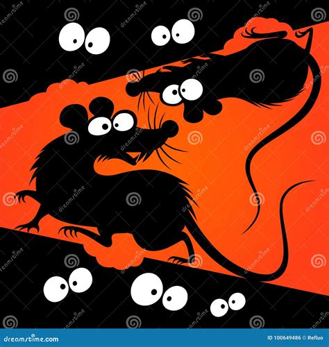 Cartoon rats silhouettes stock vector. Illustration of group - 100649486