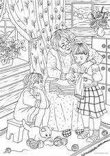 Grandma’s Knitting  Printable Adult Coloring Page From Favoreads sketch template
