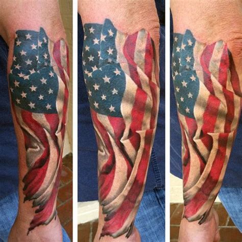 Waving American Flag Tattoo