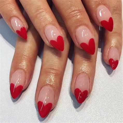 Red Nails Valentines Day Heart Designs