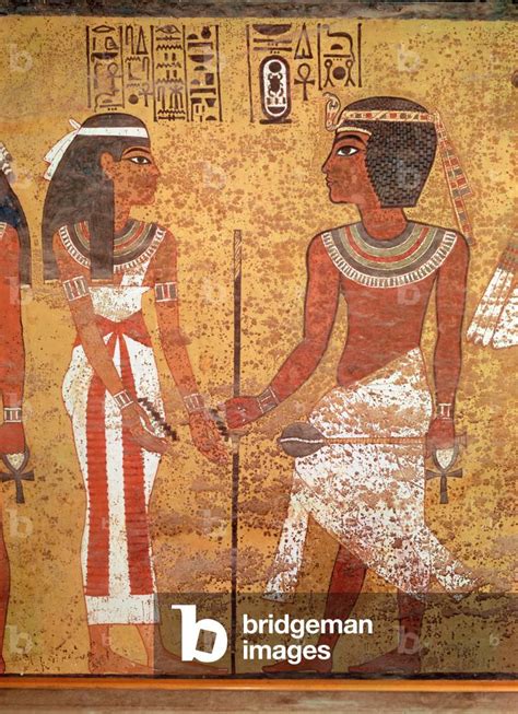 Image of Tutankhamun (c.1370-1352 BC) and his wife, Ankhesenamun, from ...