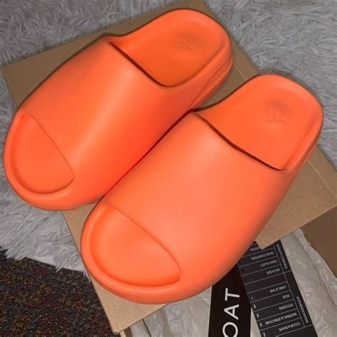 Yeezy Orange Slides | Cute slides, Shoes, Slides