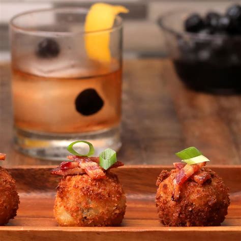 Cheesy Bacon Mashed Potato Balls & Spiced Rum-Fashioned Recipe by Maklano