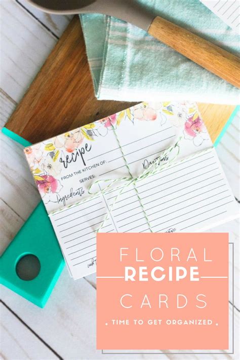 Get Organized With Printable Floral Recipe Cards | Floral recipe cards, Recipe cards, Printable ...