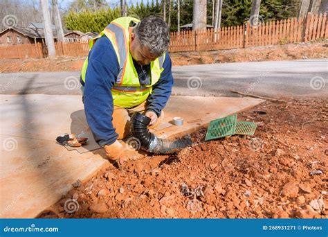 Installation of the Rainwater Drainage System Assembly by the Plumber Stock Image - Image of ...