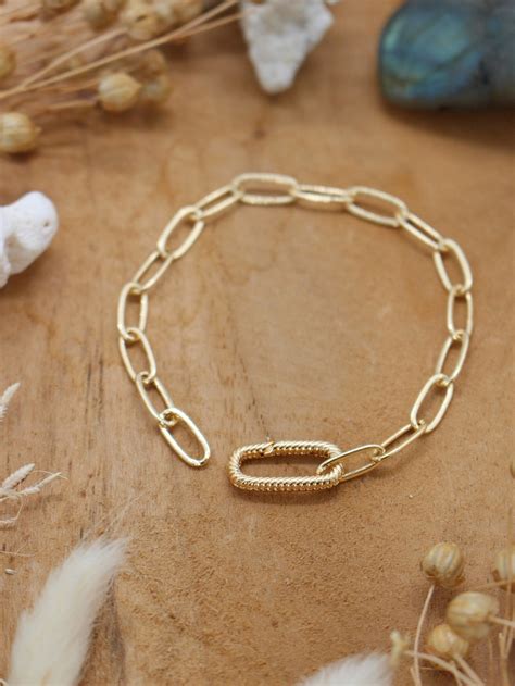 Bracelet in 18k Gold-plated Brass With Chain Links and - Etsy