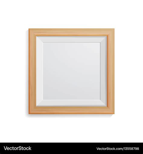 Realistic photo frame square light wood Royalty Free Vector