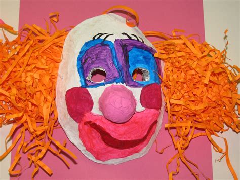 3rd grade paper mache clown mask; art teacher: Susan Joe | Art, 3d art ...