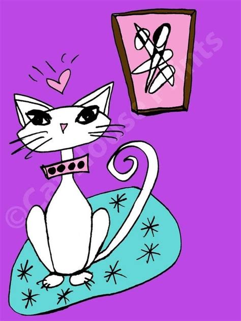 Items similar to Purple Art Cat - 8.5 x 11 print on Etsy