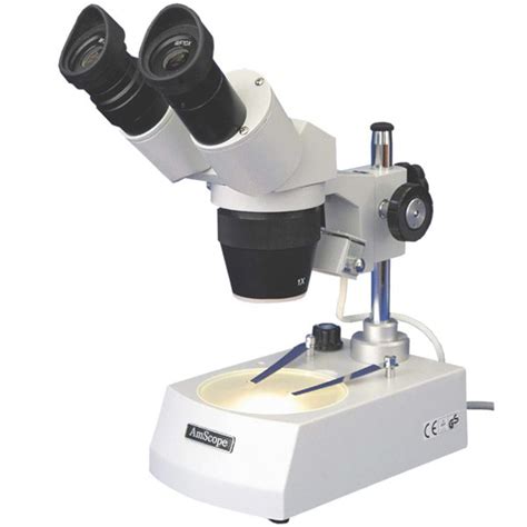 AmScope SM-1BSL-64S-V331 7X-45X Stereo Binocular Microscope With 14 Pillar Stand & 64-LED Ring ...