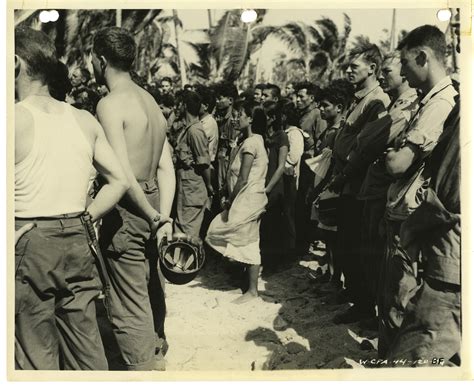 Young native population from Kwajalein Atoll at dedication ceremony after successful invasion of ...