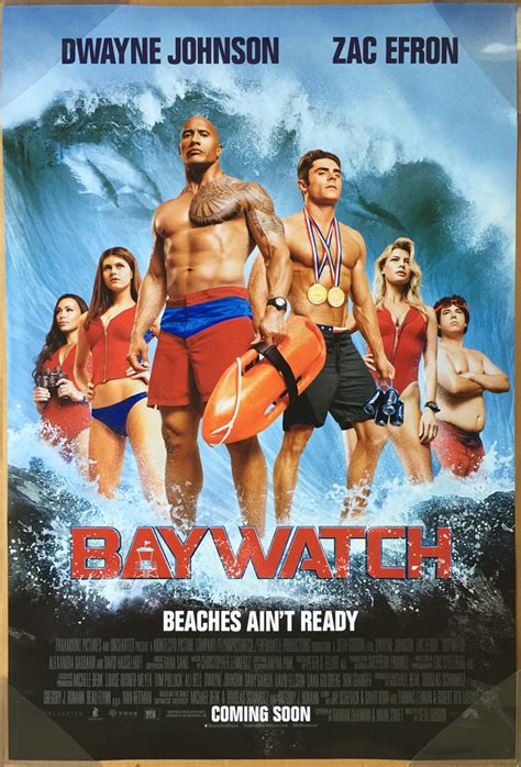 BAYWATCH MOVIE POSTER 2 Sided ORIGINAL INTL Ver B 27x40 DWAYNE JOHNSON ...