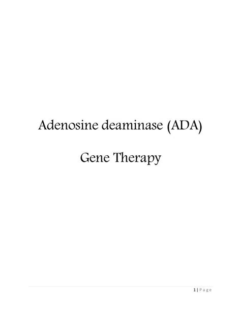 Adenosine deaminase (ADA) Gene Therapy