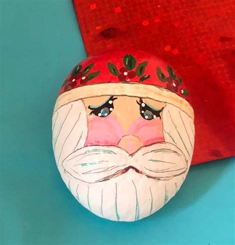 Folk Art Santa Painted Rock Art Christmas Decoration Santa | Etsy