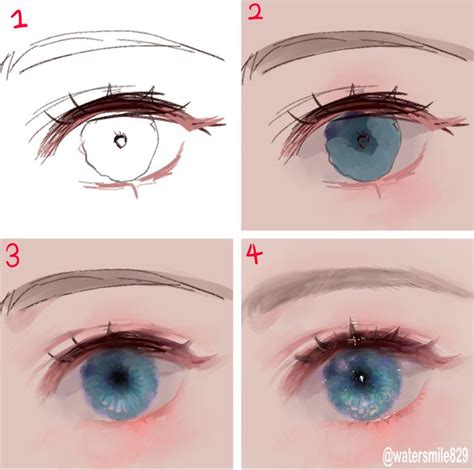 . (@watersmile829) | Digital art tutorial, Digital painting tutorials, Anime eye drawing