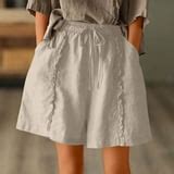 Womens Plus Size Shorts High Waisted Cotton Linen A Line Wide Leg ...