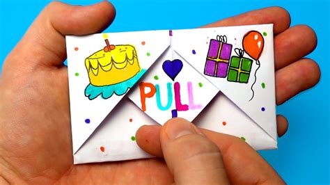 DIY Pull Tab Origami Envelope Card | Letter Folding Origami | birthday Card | Greeting Card ...