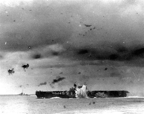 AT THE EXACT MOMENT Japanese bomb exploded off port side of Enterprise during Battle of the ...