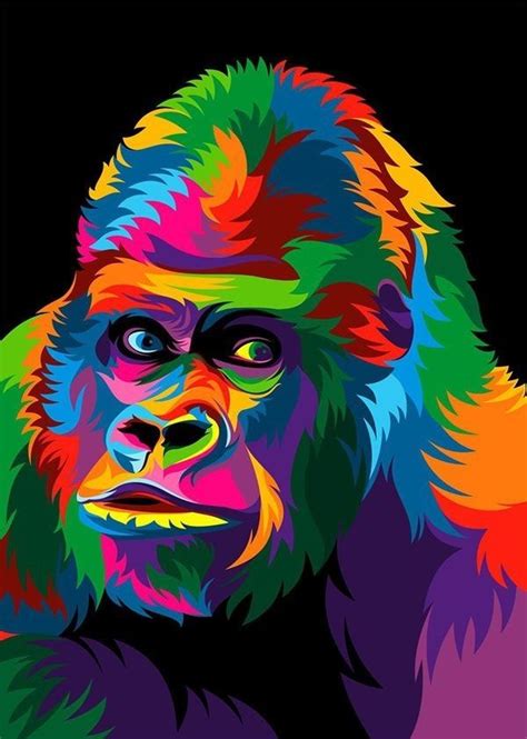 Gorila🦍 Colorido 🌈 | Arte de mascotas, Animales vectoriales, Vectores ...