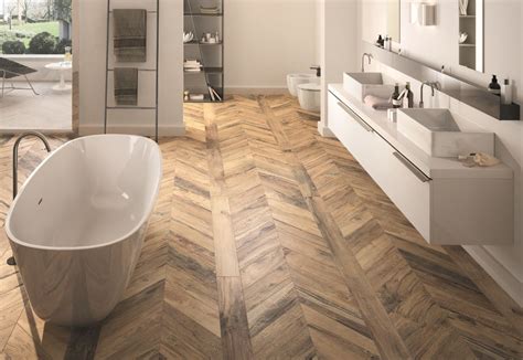 This gorgeous wood effect porcelain tile takes its inspiration from the used Scottish oak in ...