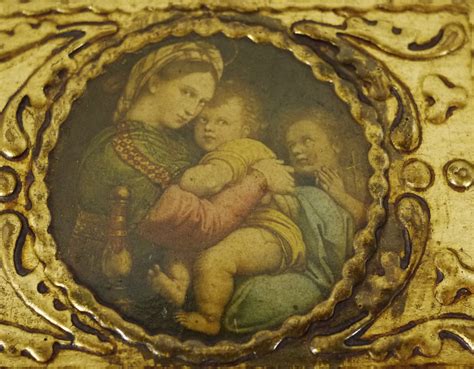 Italian Florentine Box with Madonna of the Chair by Raphael