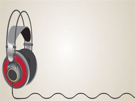 Listening Music Powerpoint Templates - Music, Red Backgrounds