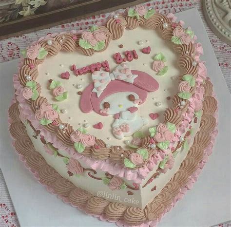 Dm for credit/ removal ♡ Heart shaped sanrio melody birthday cake ...