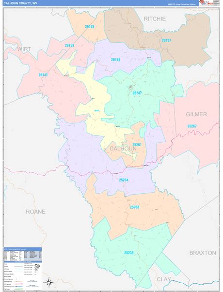 Calhoun County, WV Wall Map Color Cast Style by MarketMAPS - MapSales