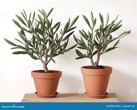Two Plants in Clay Flower Pots on a Wooden Table on a White Background Stock Illustration ...