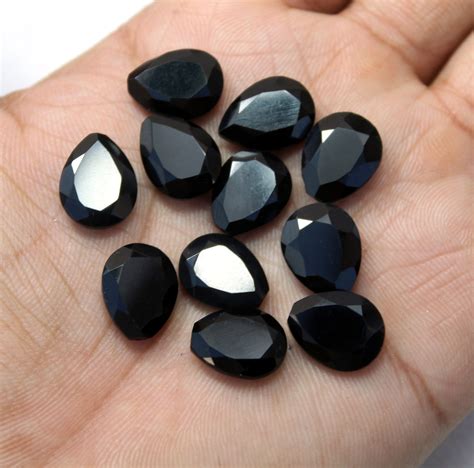 10 Pieces Natural Black Onyx Gemstone Faceted Gemstone Loose | Etsy