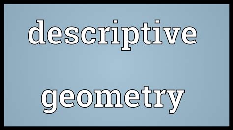 Descriptive geometry Meaning - YouTube