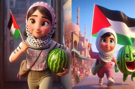 7 Contoh Deskripsi Bing Image Creator untuk Poster ala Disney Pixar Bertema Mendukung Palestina