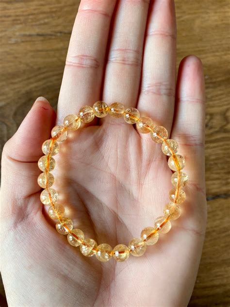 8mm Citrine Bracelet | Stretch Bracelet | Citrine Crystal Bracelet ...